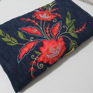 Vintage Studio Ease Floral Embroidered Denim Maxi Long Dress Size Medium